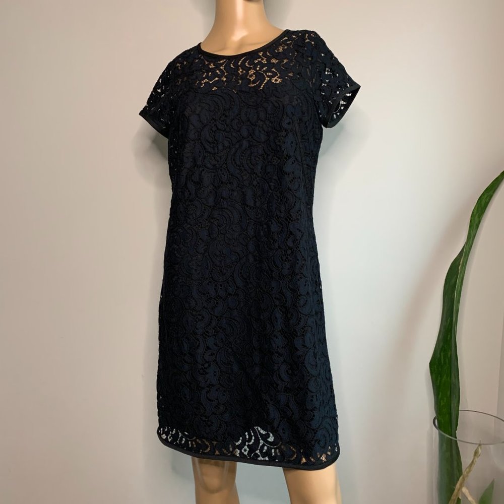 LOFT Lace Dress Navy Blue & Black Size - 2